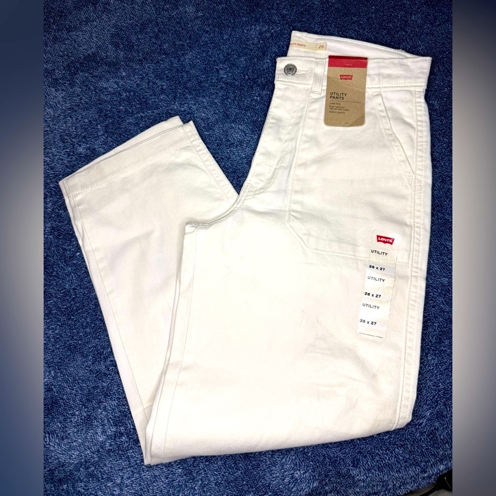 NWT Levi’s Utility Pants White Mid Rise Slim Ankle 26x27